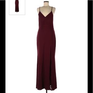 Long, backless, wine color prom or Bridemaid dress. Size 2